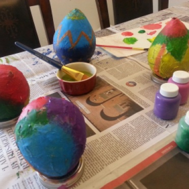 Painted Papier-mâché eggs